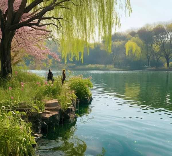 白居易钱塘湖春行诗意盎然，漫步西湖美景，原文与翻译解读,漫步钱塘湖春行，品味唐代诗人白居易笔下诗意盎然的西湖美景—钱塘湖春行原文及翻译解析,诗意,画卷,温暖,第1张