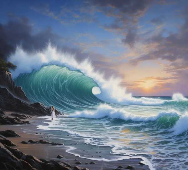 海浪之歌，漫步波涛间的诗意漫步,波涛中的诗篇——写大海的句子漫步,诗意,心灵,画卷,第1张
